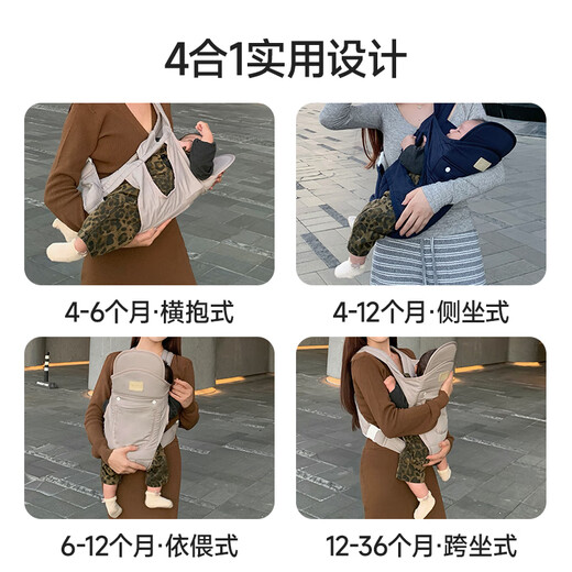 芬也宝宝背带婴儿前抱式抱娃神器解放双手新生多功能袋鼠妈咪育儿仓 浅绿色秋冬款【双肩横抱 出生就