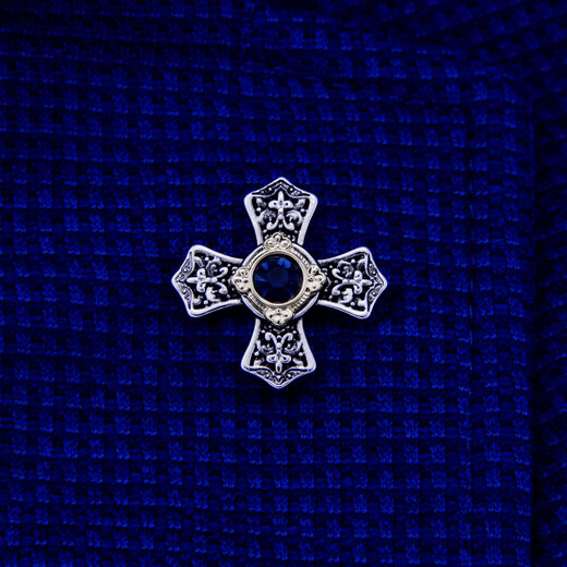 斯巴达男士胸针男士西装胸针西服胸花胸口针扣领口领针镀白金个性复古女 甘尼克斯镀白金胸针配图示饰品盒