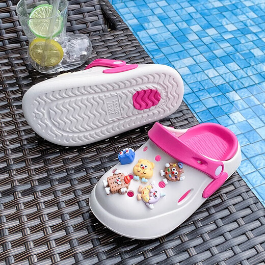 European Fiber Domain Girls 'Höhlenschuhe 2025 Neue Nicht-Schlupf-Kinderruhschuhe Sommer Eva Feeling Girl Parent-Kind Beach Schuhe 707-051 Weiß 26