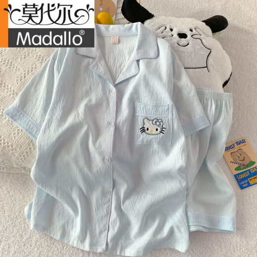 
Modal 2025 new Yunduo Cotton Pajamas for women in summer short-sleeved cartoon cute loose girl can wear home clothes set 1105 Melody and Katie Cat-Yunduo Cotton Short-sleeved M (80-95Jin[Jin equals 0.5 kg])