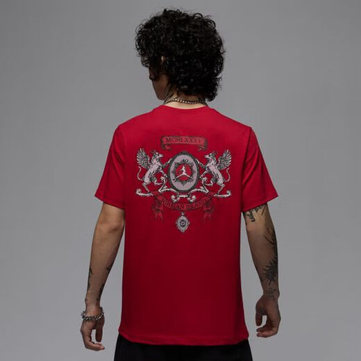 NIKEJordan耐克乔丹男子红色纯棉印花T恤夏季新款针织棉IB7529-687 2XL