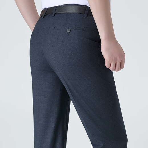 Charides high-end summer thin style trousers for men's business casual formal suit pants simple and versatile straight trousers for men 9900-2 black [without pleated slim version] 38 [3 feet waist]