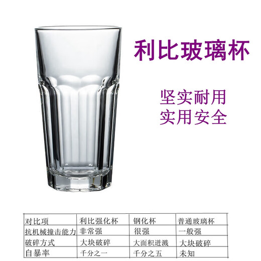 维淼玻璃杯八角杯加厚大号啤酒杯奶茶冷饮杯必胜客家用耐高温水杯扎杯 470ml（15256）