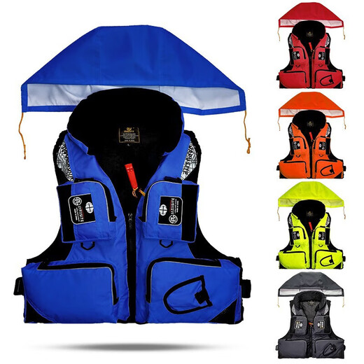 Pinzhide Multifunctional Professional Life Jacket Fishing Vest Sea Fishing Suit Large Buoyancy Adult Professional Marine Portable Floating Jacket Gray XL Code