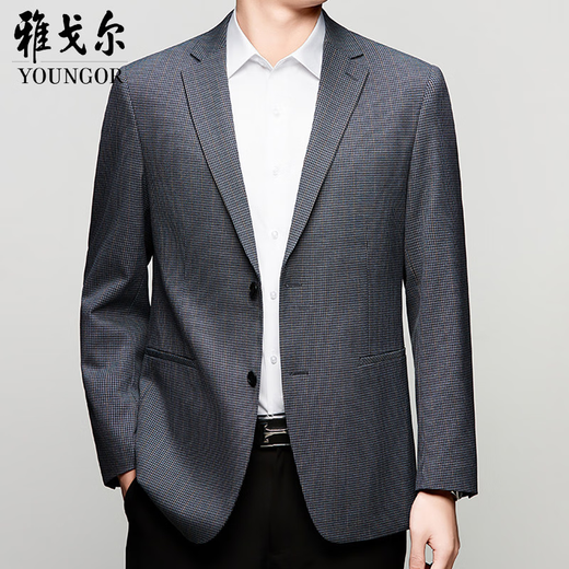 GY雅戈尔西服中年男士商务休闲桑蚕丝单西春秋季免烫薄款西装外套男 6630咖色 S s 165 (100-118斤)