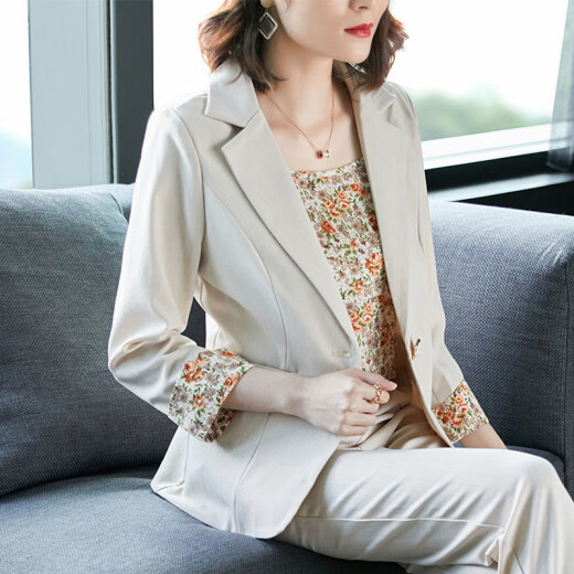 El nuevo traje profesional de la primavera y el verano de Rongxitu's Fashionable y Fashionable de Rongxitu para hacer que se vea delgada y elegante 695-Flower-Green-Tres piezas XL 40