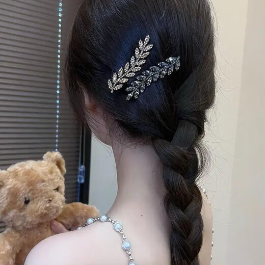 
Wheat ear hair clip side bangs clip female head broken hair clip one-piece duckbill chuck 4-piece set of champagne purple silver white black