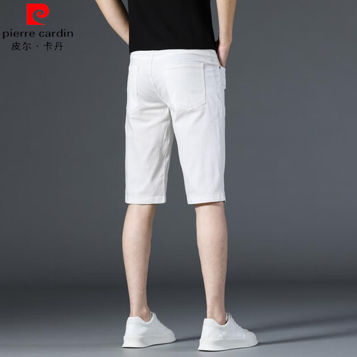 Pierre Cardin Shorts White Denim Summer de estilo coreano delgado Corea de los pantalones casuales Summer Slim Hombres de hombres tejidos 1098-White 28 (circunferencia de la cintura 2 pies 1)