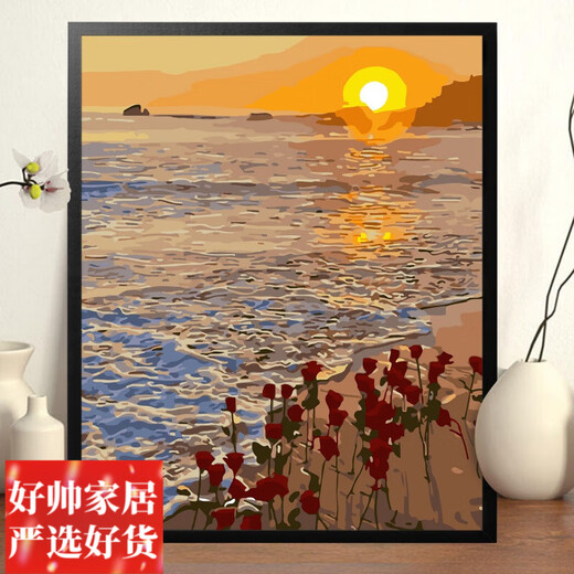CLCEY数字油画diy花卉风景动漫手绘填充手工diy丙烯油彩画装饰画 H1049郁金香 50*65精美外框+彩画板+颜料笔