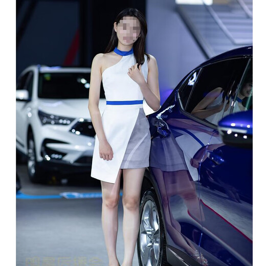 Seasonal fashion dress for women summer cocktail party irregular strapless sexy car model dress foot bath front car show picture color one size s can be worn at ordinary times