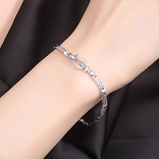 Qianshu (QIANSHU) new platinum bracelet for women pt950 platinum bracelet simple horseshoe buckle bracelet birthday gift for girlfriend, length 16.5cm, weight 11.62 grams, platinum colorful horse