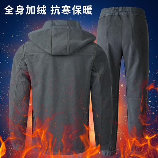 FHHUABD冬季加绒加厚冲锋衣套装男防风防水保暖户外登山服防寒冲锋衣工装 683绿色加绒套装【防水】 2XL 180码建议140-160斤