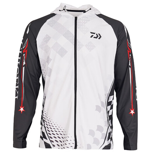 DAIWA 25 spring and summer one-hit sun protection clothing, thin hooded/stand collar fishing clothing, sunshade zipper, long sleeves, stand collar sun protection top - blue XL