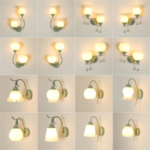 Antike Stadtlampen Zhongshan Lampen 2025 Bettleuchten Wandmontierte grüne Wandleuchten Neues Stil Wohnzimmer Schlafzimmer Wand Balkon Treppe B684 Grüne runde Flach 8. Warmfliesen Licht (weißes Licht benötigt Noten)