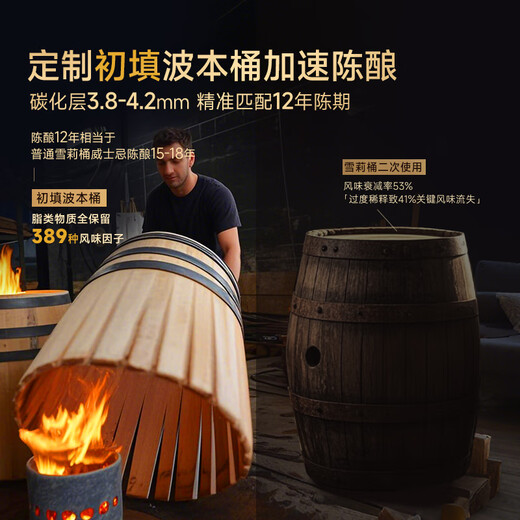 巴一戈尔英国原瓶进口单一麦芽威士忌洋酒送礼12年波本桶单支750ml