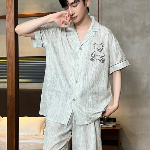 Langsha 2025 Nouveau été à glace fraîche de glace à manches courtes pour hommes à manches courtes pour hommes à la mode pour les vêtements de vêtements pour garçons. Ice Silk G834 * L Hauteur recommandée 170 et poids 100-130