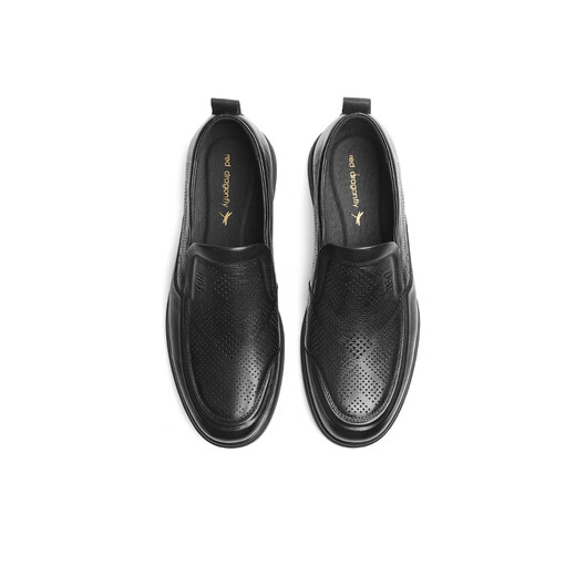 Red Dragonfly Left Month Hollow Leather Shoes 2025 Summer One-Pick Business Casual Shoes Men's WTA150511L Black Hollow 44