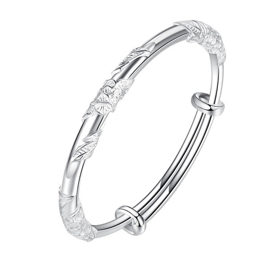 Chinese Valentine's Day gift Chinese Valentine's Day solid silver bracelet for women 9999 sterling silver bracelet solid Mobius flower for female students flower butterfly push-pull silver bracelet
