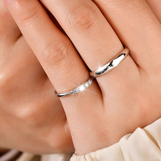 MZMZ Platinum Couple Ring pt950 Platinum Knot Engagement Fashion Ring Ring Valentine's Day Birthday Gift for Girlfriend Light Luxury-Cube Sugar Time Lover Ring