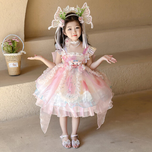 蚁派女童洛丽塔吊带裙2025新款儿童美乐蒂甜美连衣裙生日礼服蓬蓬纱裙 粉红色(6628美乐蒂吊带裙+裙撑) 140 建议7-8岁 (身高135左右)