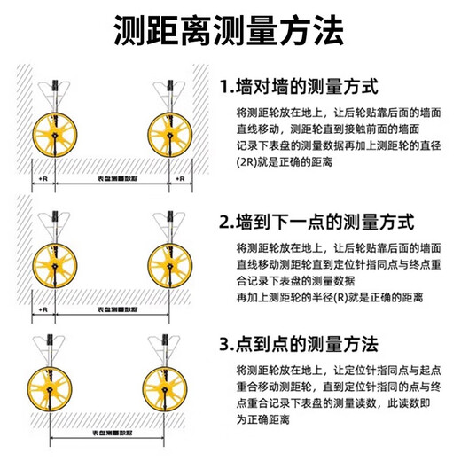 XMSJ得力测距轮测量手推滚轮式户外量地量路推尺滚尺数显高精度测距仪 大轮机械测距仪DL9712