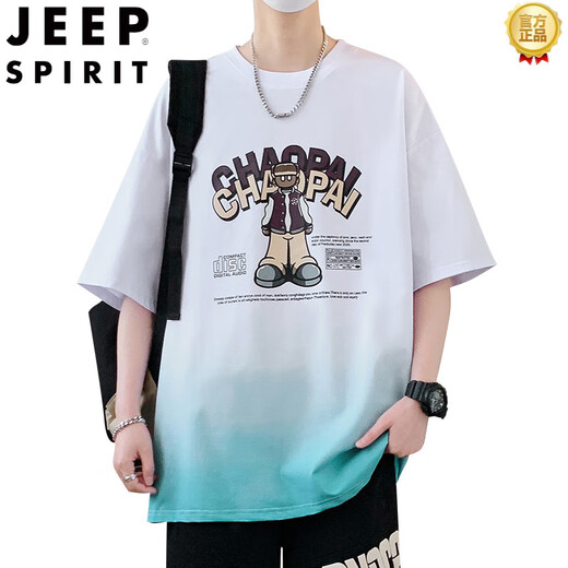 JEEP SPIRIT青少年夏季套装男初中生2025新款高中生12短袖t恤13-15岁男孩夏装 紫色6169-T (短袖T恤+短裤) M (建议体重80-100斤)