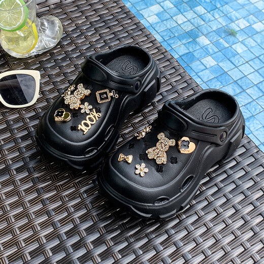 Jingpu Fei cartoon bear sandals for boys and girls anti-slip soft bottom new versatile summer hole shoes white 24 -25