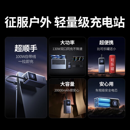 Green Network [3C certifié pour être dans l'avion] Energy PAI Power Power Bank 100W avec câble 20000 mA PD130 Charge rapide Alimentation mobile de grande capacité Convient à l'ordinateur Xiaomi