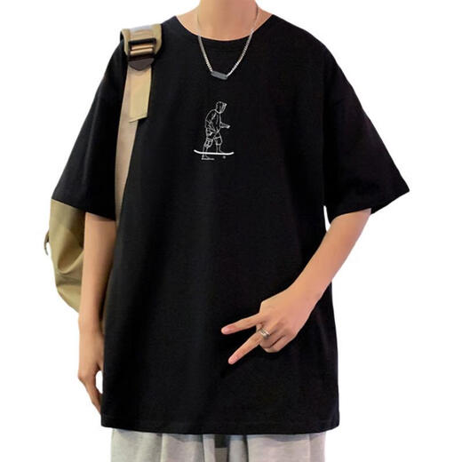 Gtyuwvg reines Baumwoll-T-Shirt-T-Shirt Herrenmarke Casual Lose Runde Hals Kurzarmige Jungen Teenager Sommer Neues, vielseitiges T-Shirt 3892 White M etwa 100-120 Jin [Jin gleich 0,5 kg] kann getragen werden