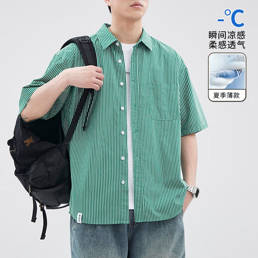 
Pinstripe purple American short-sleeved shirt men's summer thin style 2025 new small patch pocket five-point sleeve work shirt Purple Z983 2XL [150-180Jin[Jin equals 0.5 kg]]