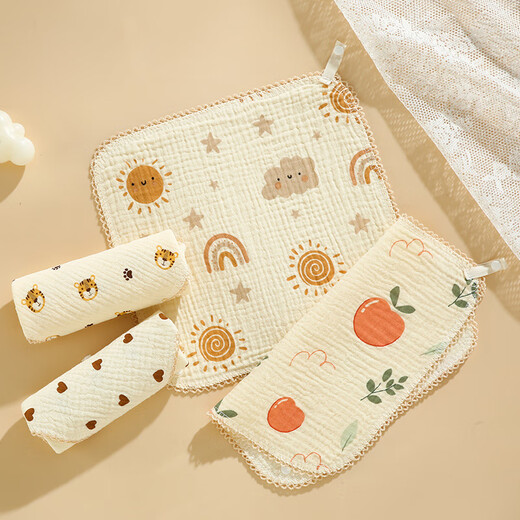 Philado baby saliva towel pure cotton bib baby triangle towel newborn water bib children's scarf saliva baby forest party (3 pieces)