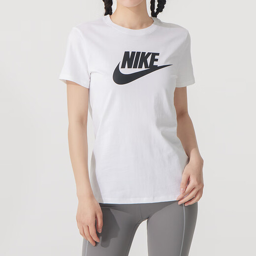 Nike (NIKE) sports suit women's 25 summer new style comfortable and breathable printed pink short-sleeved T-shirt casual trousers two-piece set DV6095+ white mesh lining pants pants too big XL