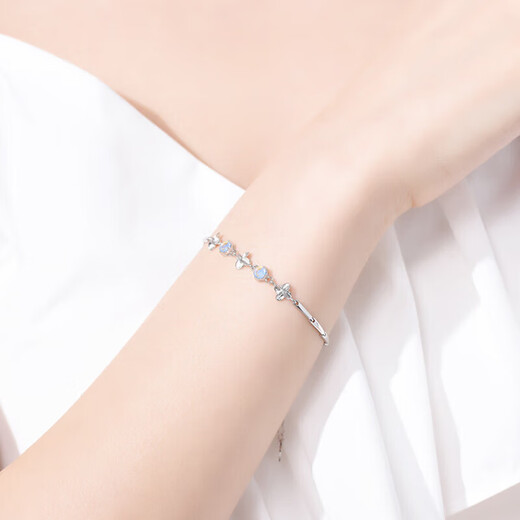 Dirholl four-leaf clover platinum bracelet PT950 platinum bracelet, fashionable and simple, gift for girlfriend on birthday and Valentine's Day, premium model-four-leaf clover bracelet, can be engraved