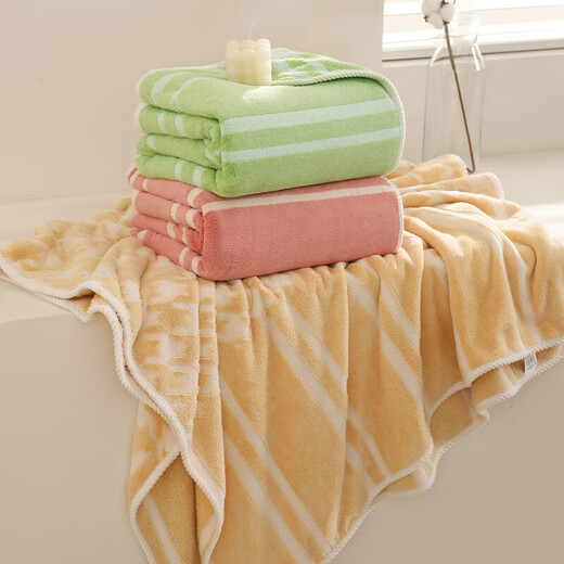 Children's bath towel coral velvet larger thickened jacquard houndstooth towel towel absorbs water soft and quick-drying adult 9214-yellow 90*170cm 1 piece