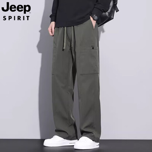 JEEP SPIRIT吉普军绿色工装裤男夏季2025宽松直筒美式休闲裤男款春夏款 9856杏色 XL