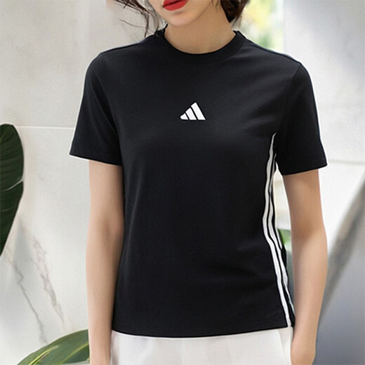 
Adidas suit women's 25 summer new fashion round neck short-sleeved T-shirt breathable running sports pants straight pants two-piece set two-piece set/simple trend M