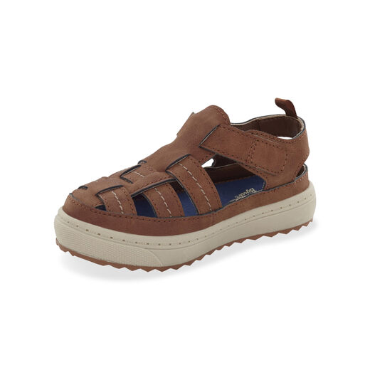 OshKosh B Gosh Toddler Fisherman Sandals Anchor Style Velcro Adjustable Rubber Anti-Slip Bottom Casual Brown 12 Toddler