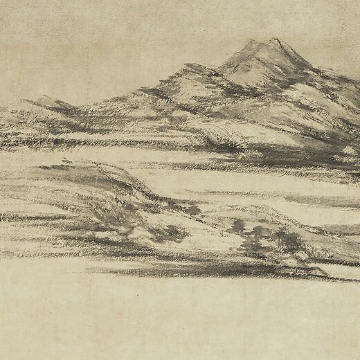Die alte Landschaftsmalerei Schriftrolle der Herbstflucht des Yuan Nizan Fischerdorfes, der chinesischen Gemälde von Literaten, Kalligraphie und Gemälden, antik