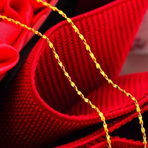 Wanmu gold necklace new style 999 pure gold baby's breath chain sparkling fine gold-plated necklace women's clavicle chain baby's breath necklace 4.52g