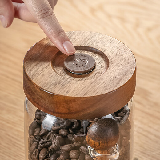 Genasi coffee bean powder special glass sealed jar high-value automatic exhaust storage jar food-grade tea jar with spoon bottle