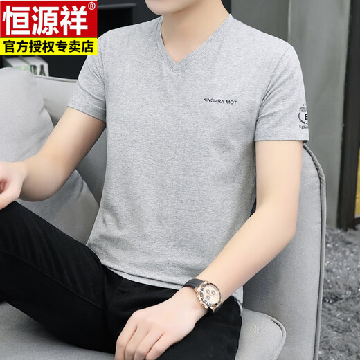 Hengyuanxiang Summer Algodón de algodón de algodón de manga corta Camiseta de blusa para hombres Moda nueva Camiseta de cuerpo delgado de hombres a media manga Q694 Verde M 90-100Jin [Jin equivale a 0.5 kg]