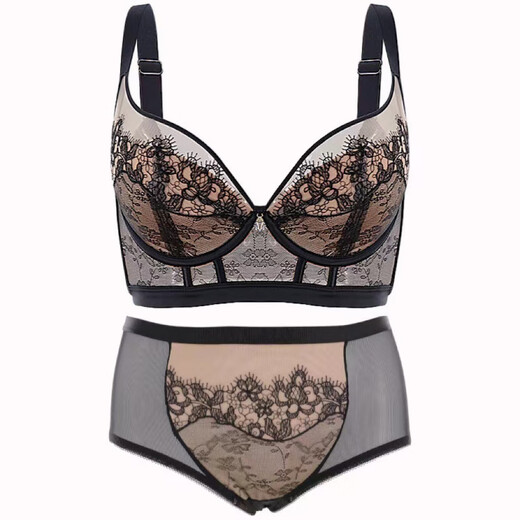 Ancient and modern (GUJIN) red underwear in the year of birth, thin big breasts, small push-up bra, anti-sagging, side breasts, body shaping bra set, wine red/suit, M 34/75C, thin cup about 0.3C