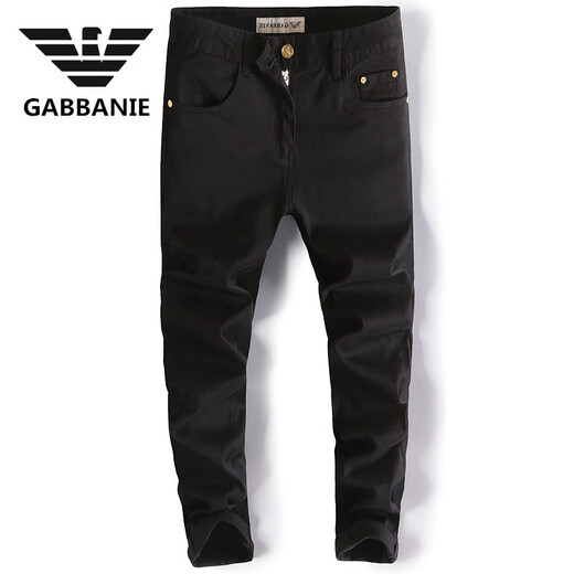 Falamone Armani Jeans Pure Black Jeans de alta gama Men's Spring and Autumn Nuevo estilo coreano Marca moderna Men White White Pure White Modelo de cuatro estaciones 28 2 pies 1 cintura