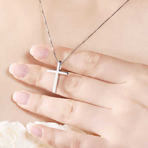 Dirholl PT950 Platinum Simple Cross Necklace Platinum Light Luxurious Collarbone Women's Gift for Friends and Best Friends Free Engraving/Ghostwriting Greeting Cards/Customized Style