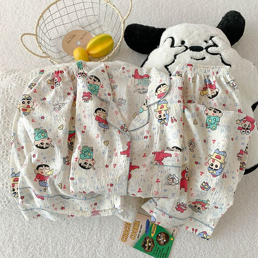 夏季短袖睡衣女薄款开衫三件套家居服新款可外穿卡通学生少女套装 9911浅杏蛋糕KT猫三件套 M