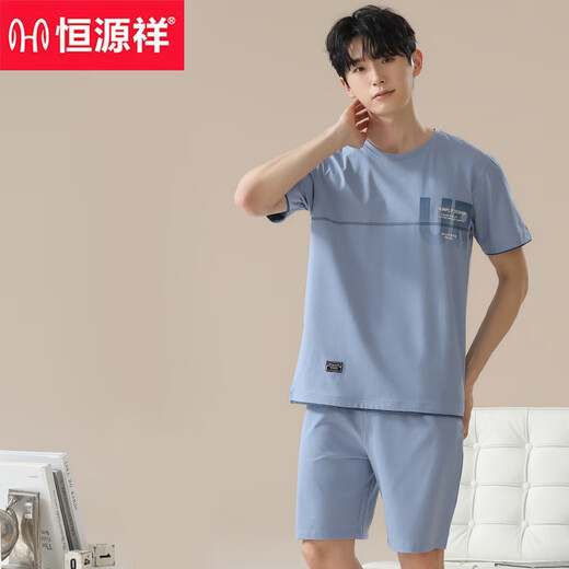 恒源祥睡衣男士纯.棉夏季薄款短袖裤可外穿新款全.棉家居服套装夏天 16759 L (建议 110-115斤)