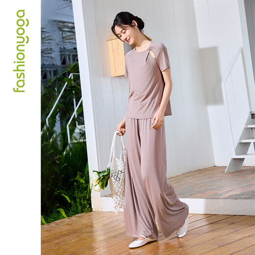 Fan sheng yoga modal pantalon droit lâche pour les femmes au printemps et à l'été mince taille haute pantalon à patte