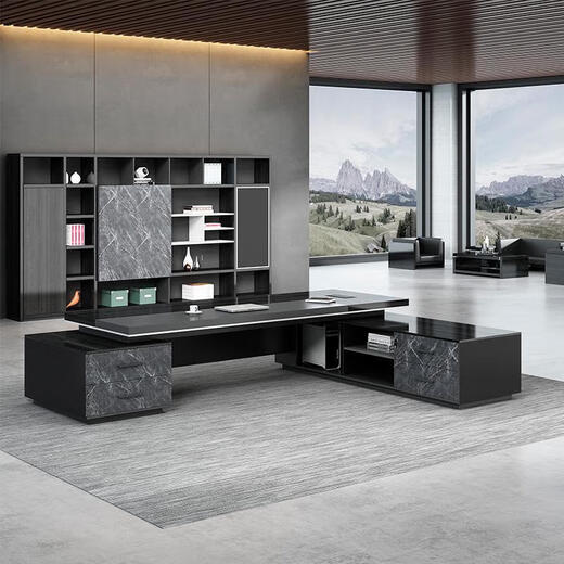 Boss desk simple modern executive desk single desk president desk manager desk and chair combination office furniture table 1.8 meters + double cabinets + please consult for installation