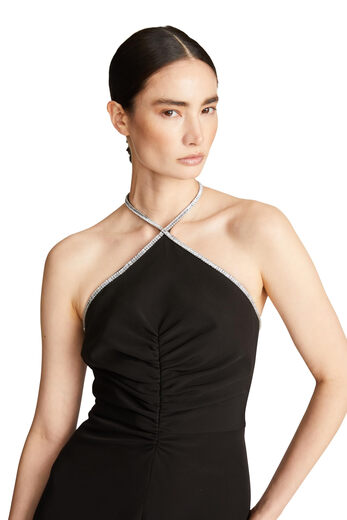 Halston Women's Piper Dress with Crystal Embellishments Black 6