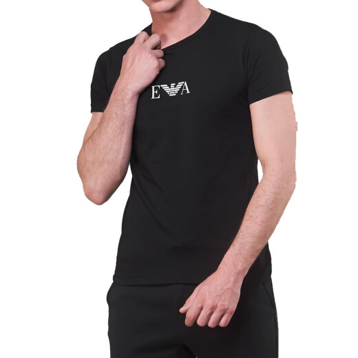 安普里奥·阿玛尼（Emporio Armani）夏季新款潮流休闲男短袖t恤打底衫2件套装111267 CC715 黑白L